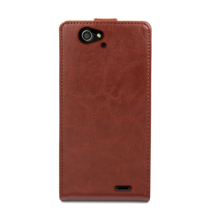 BOGVED Crazy Horse Vertical Flip PU Leather Case with Card Slot for ZTE Blade A475 - Brown-4
