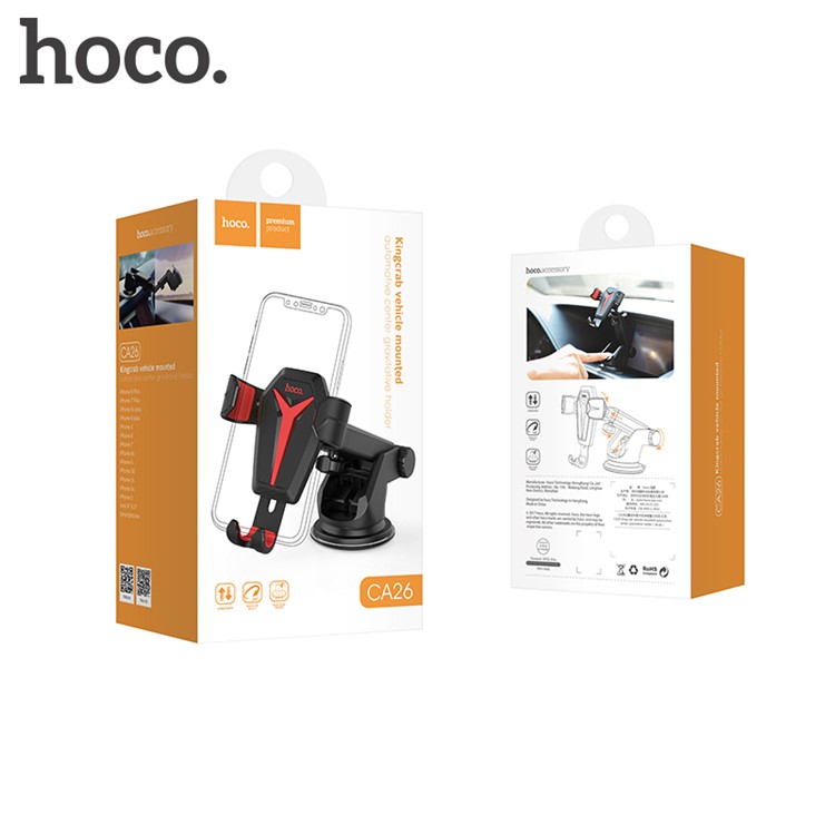 HOCO CA26 Portador Kingcrab Montado No Carro Automotriz Titular Gravitacional - Preto-5