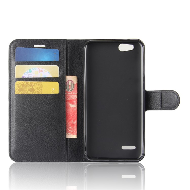 Litchi Texture Wallet Stand Leather Case for ZTE Tempo X N9137 - Black-3