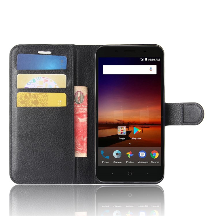 Litchi Texture Wallet Stand Leather Case for ZTE Tempo X N9137 - Black-4