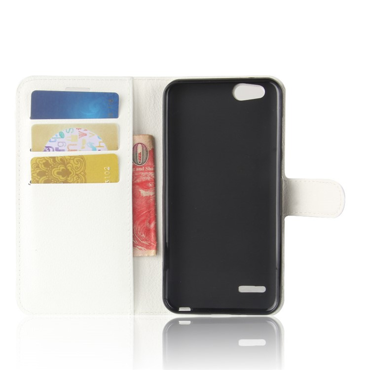 Litchi Texture Wallet Stand Leather Cover for ZTE Tempo X N9137 - White-3