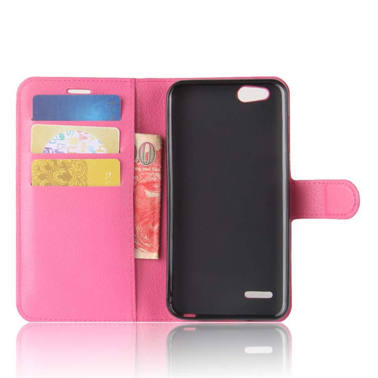 Litchi Texture Card Holder Leather Phone Case for ZTE Tempo X N9137 - Rose-3