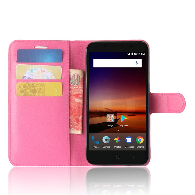 Litchi Texture Card Holder Leather Phone Case for ZTE Tempo X N9137 - Rose-4