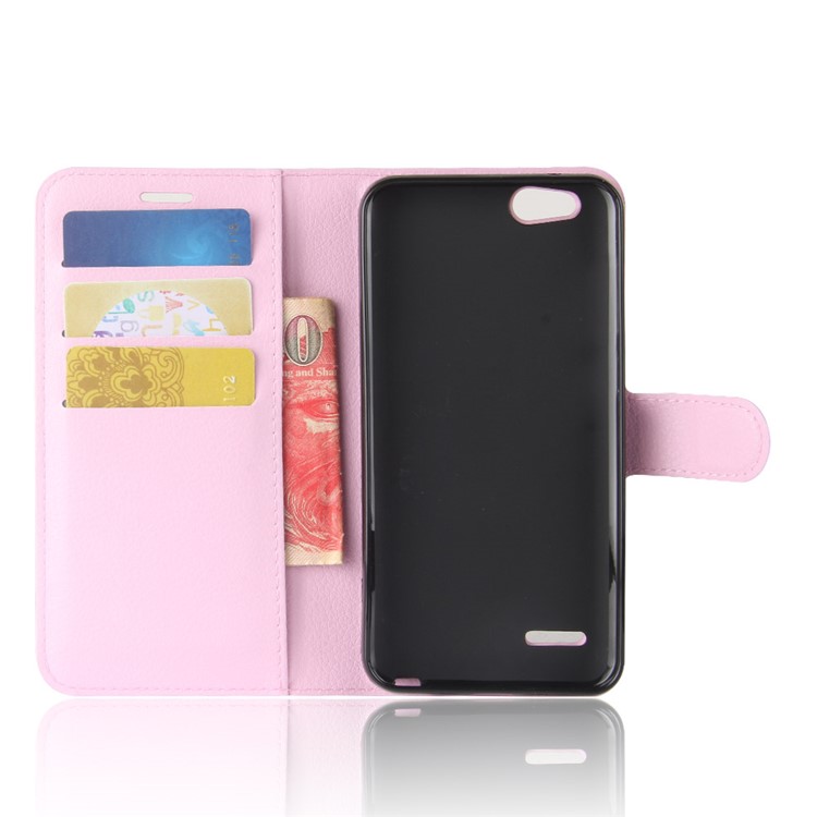 Litchi Texture Leather Phone Cover with Stand for ZTE Tempo X N9137 - Pink-3