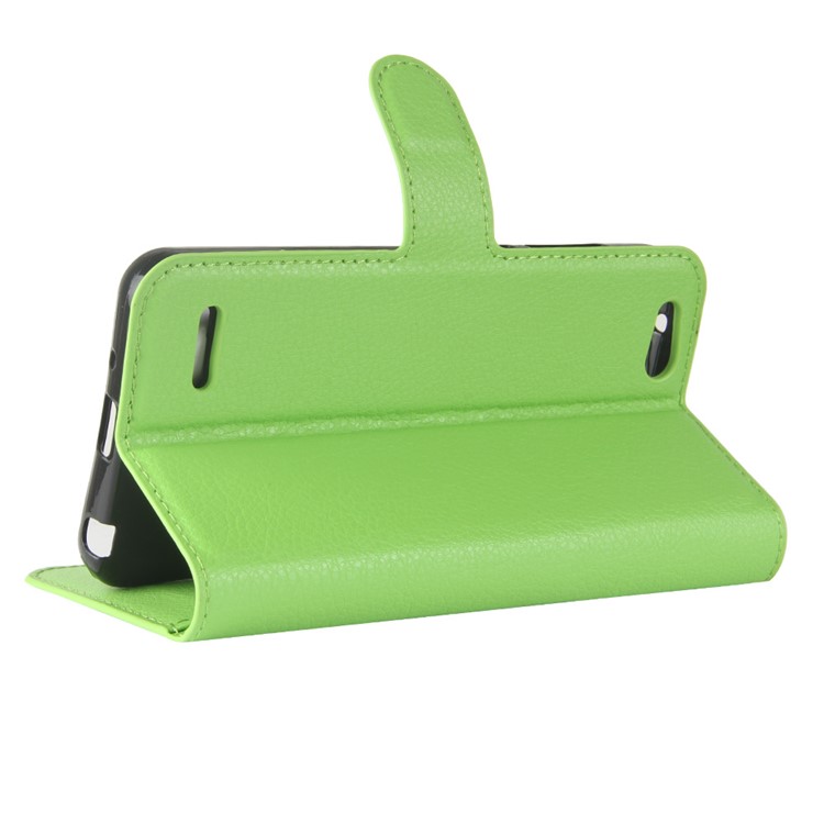 Litchi Skin Wallet Stand Leather Phone Shell for ZTE Tempo X N9137 - Green-5
