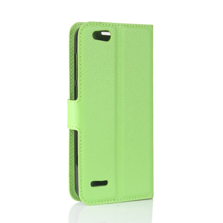 Litchi Skin Wallet Stand Leather Phone Shell for ZTE Tempo X N9137 - Green-6