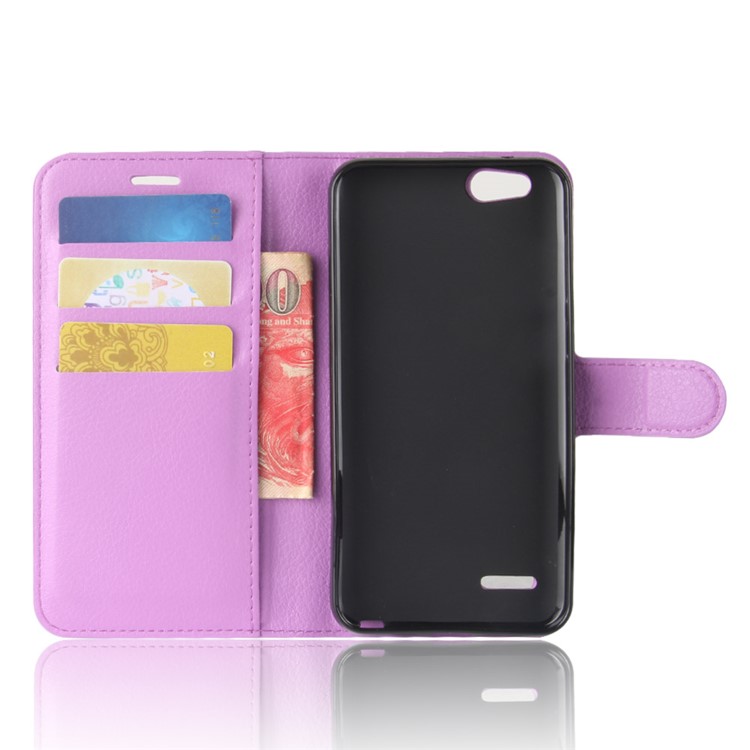 Litchi Texture Wallet Stand Leather Cover Protector for ZTE Tempo X N9137 - Purple-3