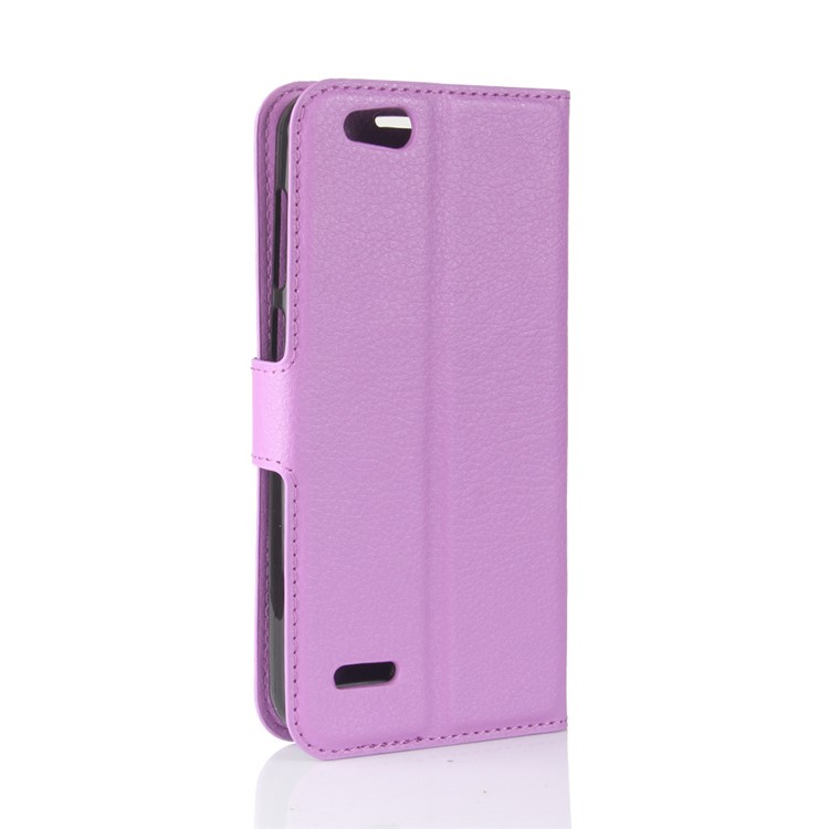 Litchi Texture Wallet Stand Leather Cover Protector for ZTE Tempo X N9137 - Purple-6