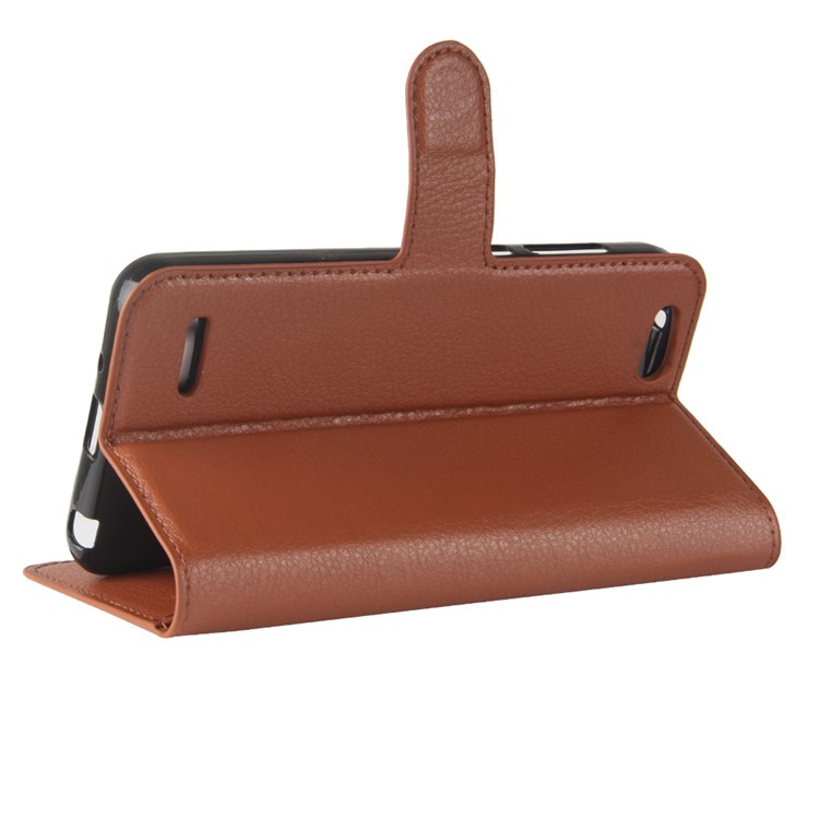 Litchi Texture Wallet Stand PU Leather Mobile Casing for ZTE Tempo X N9137 - Brown-5