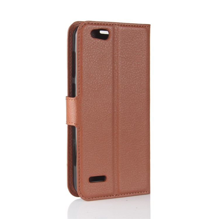 Litchi Texture Wallet Stand PU Leather Mobile Casing for ZTE Tempo X N9137 - Brown-6
