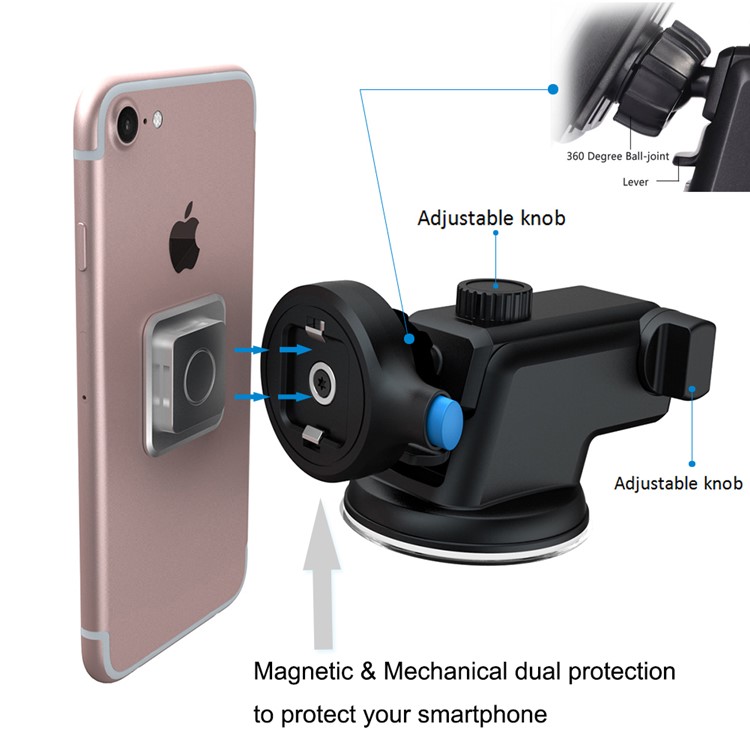 180 Degree Car Phone Holder GPS Device Holder Universal Magnetic Air Vent Mount - Black-5