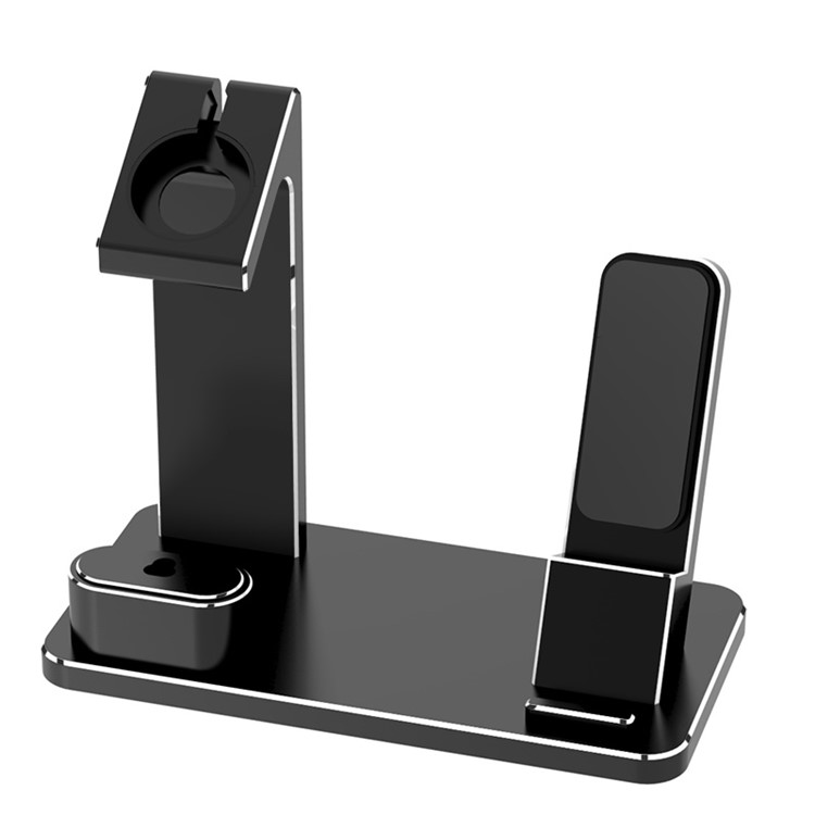 HJZJ001 Apple iWatch iPhone Stand AirPods Charging Stand Aluminum Dock Accessories Station Holder - Black-3