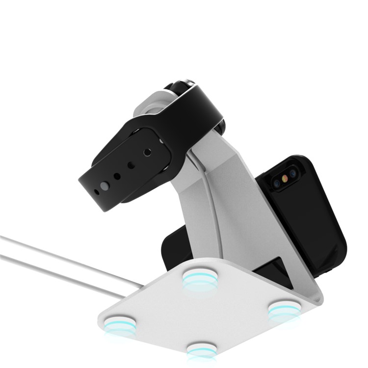 HJZJ004 Aluminum Alloy Desktop Charging Stand Mount Holder for Apple Watch iPhone - Silver-5