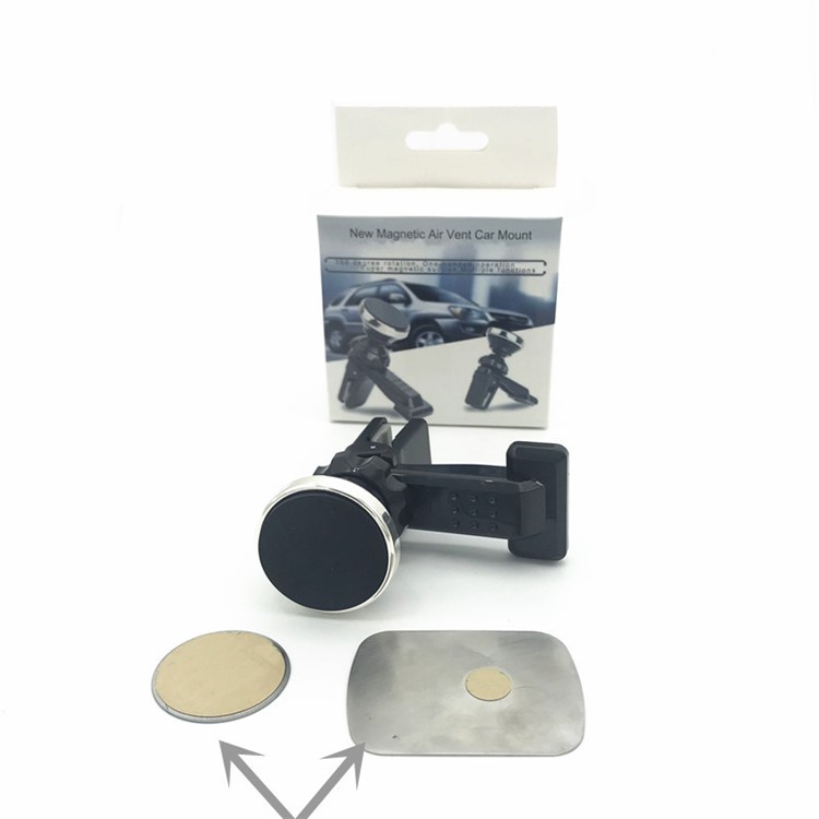 Magnetic 360 Degree Rotation Car Air Vent Mount for iPhone Samsung Huawei - Silver-12