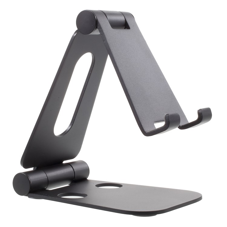 Universal Foldable Aluminum Alloy Desktop Holder Stand for Smartphone and Tablet - Black-10