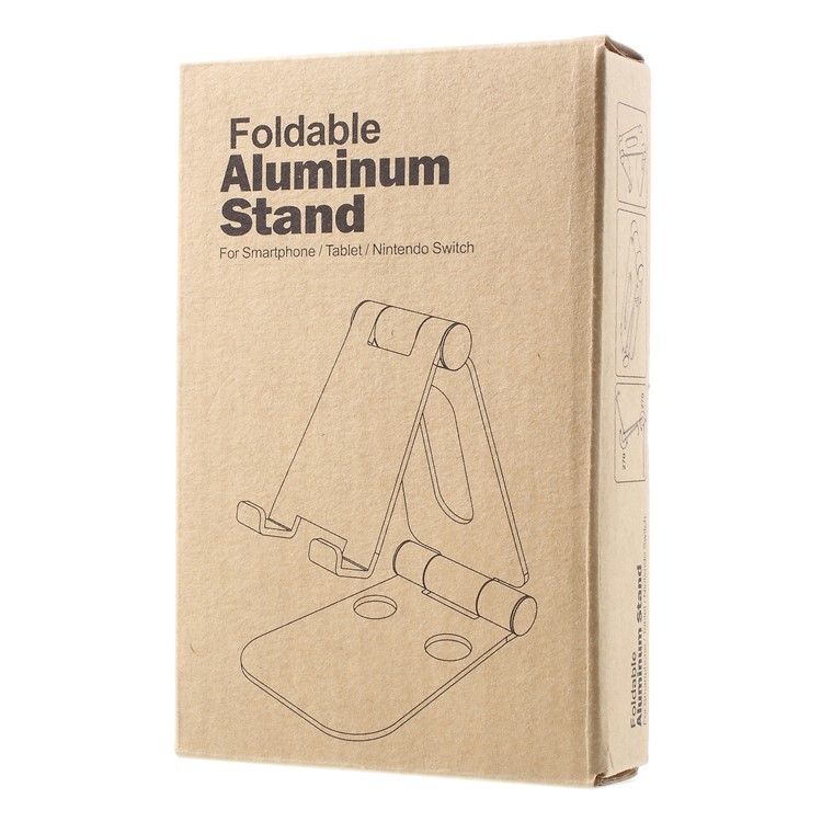 Universal Foldable Aluminum Alloy Desktop Holder Stand for Smartphone and Tablet - Black-12