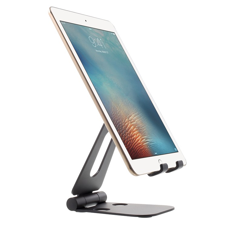 Universal Foldable Aluminum Alloy Desktop Holder Stand for Smartphone and Tablet - Black-5