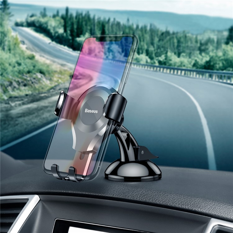 Basis Universal Gravity Vehicle Mobiltelefon Mount Ständer Auto-armaturenbrett-telefonhalter Mit Klammer Für Iphone/samsung Kompatibel Mit 63-88 mm Geräten - Schwarz