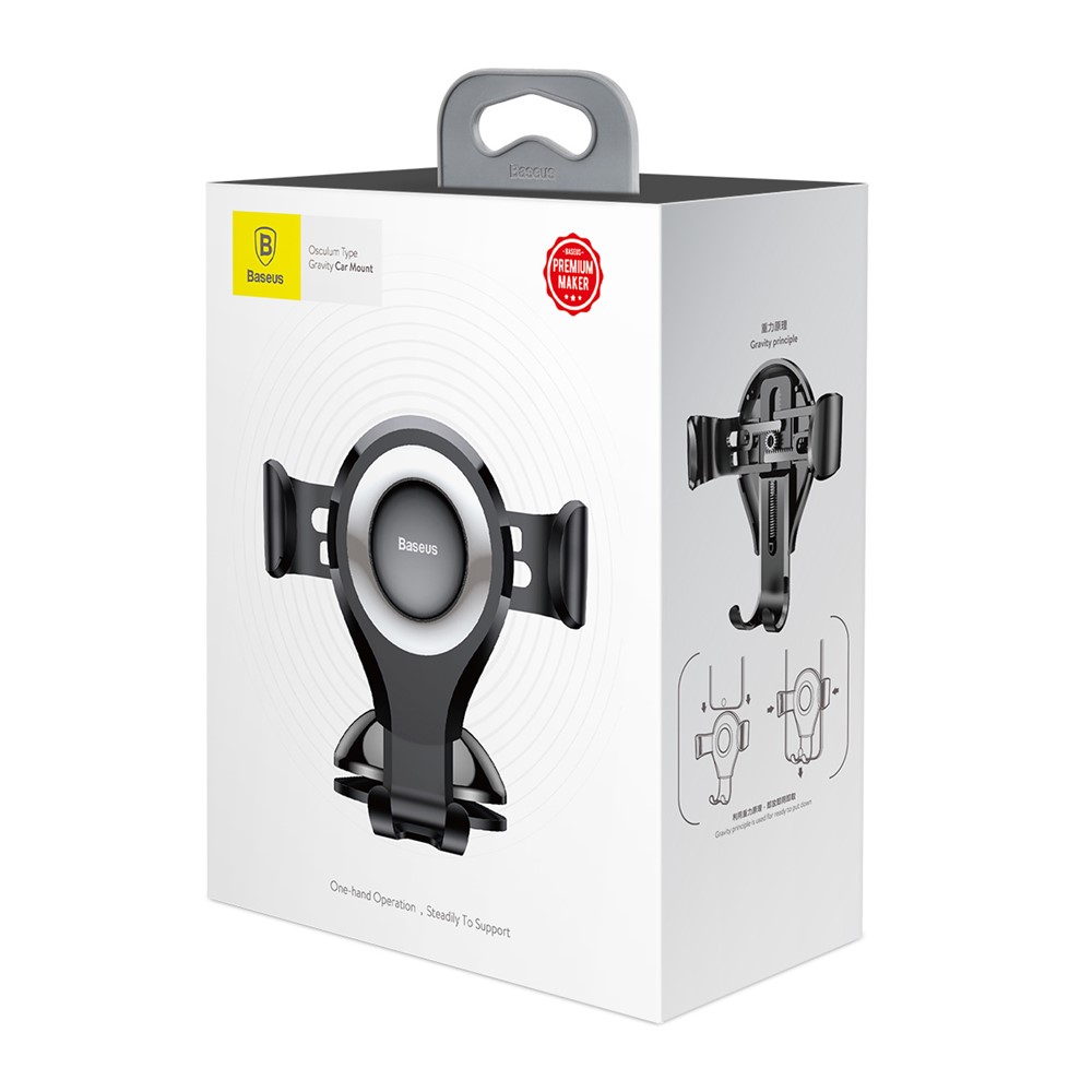 BASEUS Gravidade Auto Bloqueio Suporte De Montagem De Carro Com Ventosa Para Iphone X / Samsung Galaxy Note 8 Etc. - Cor Prata-12