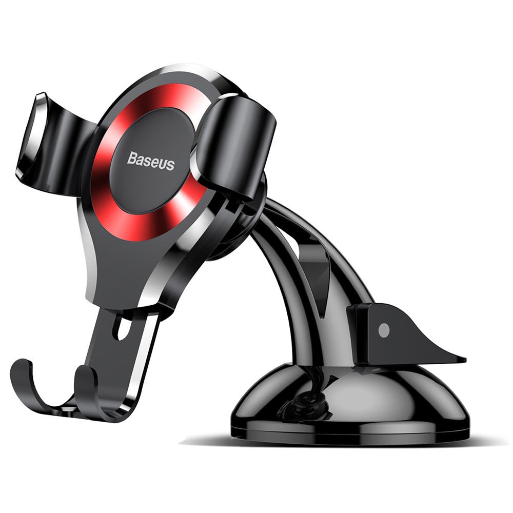 BASEUS 360 Degree Rotation Universal Gravity Suction Cup Car Mount for iPhone Samsung, Width Range: 63-88mm - Red-1