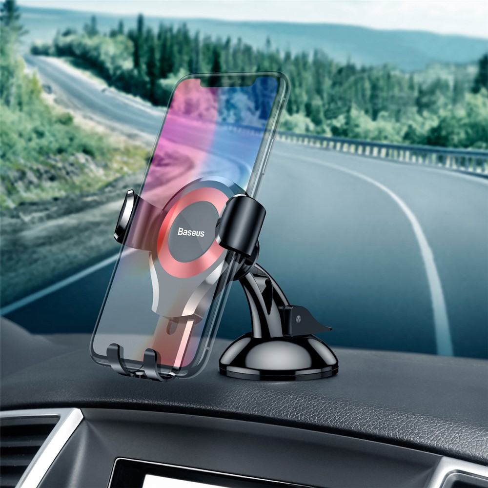 BASEUS 360 Degree Rotation Universal Gravity Suction Cup Car Mount for iPhone Samsung, Width Range: 63-88mm - Red-11