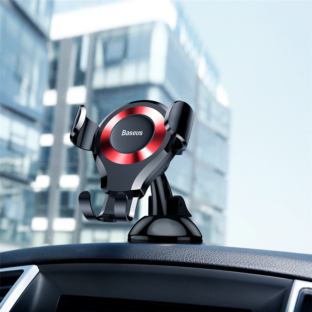 BASEUS 360 Degree Rotation Universal Gravity Suction Cup Car Mount for iPhone Samsung, Width Range: 63-88mm - Red-12