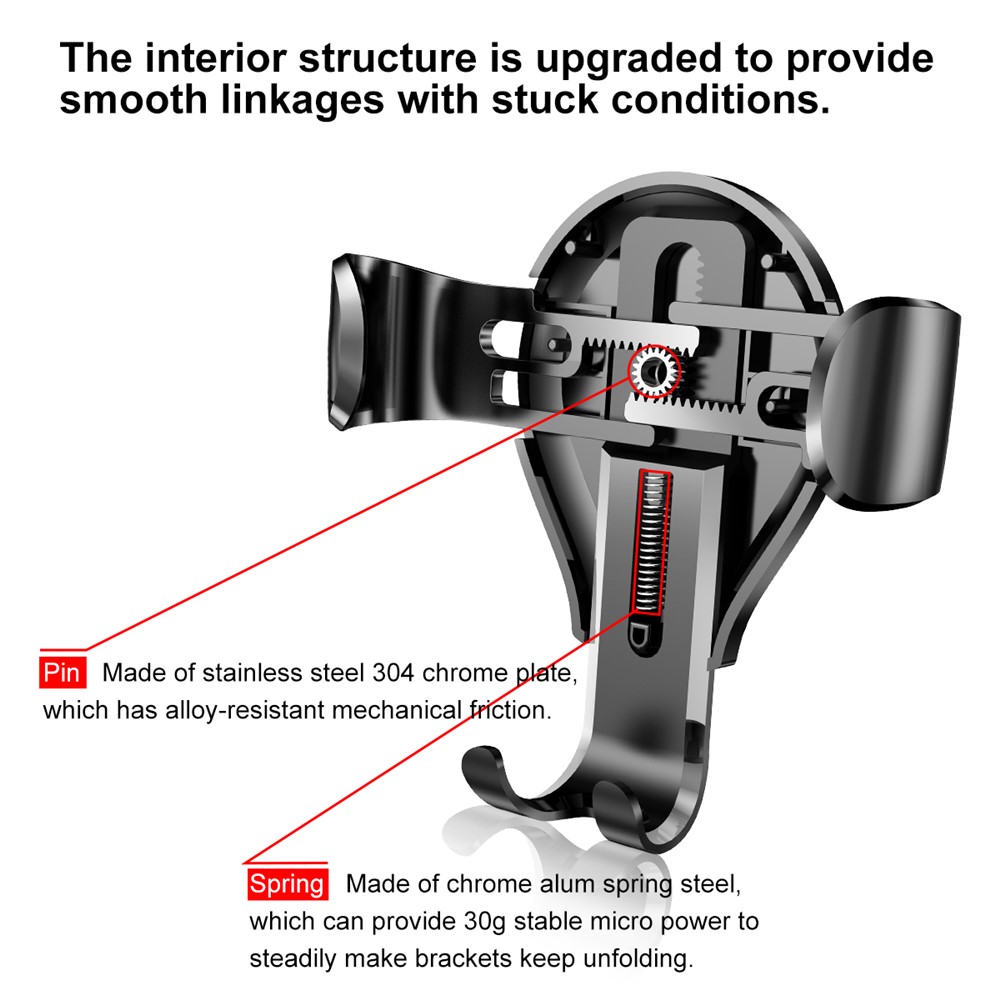 BASEUS 360 Degree Rotation Universal Gravity Suction Cup Car Mount for iPhone Samsung, Width Range: 63-88mm - Red-2