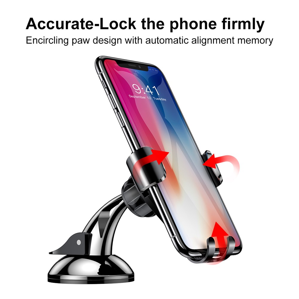 BASEUS 360 Degree Rotation Universal Gravity Suction Cup Car Mount for iPhone Samsung, Width Range: 63-88mm - Red-5