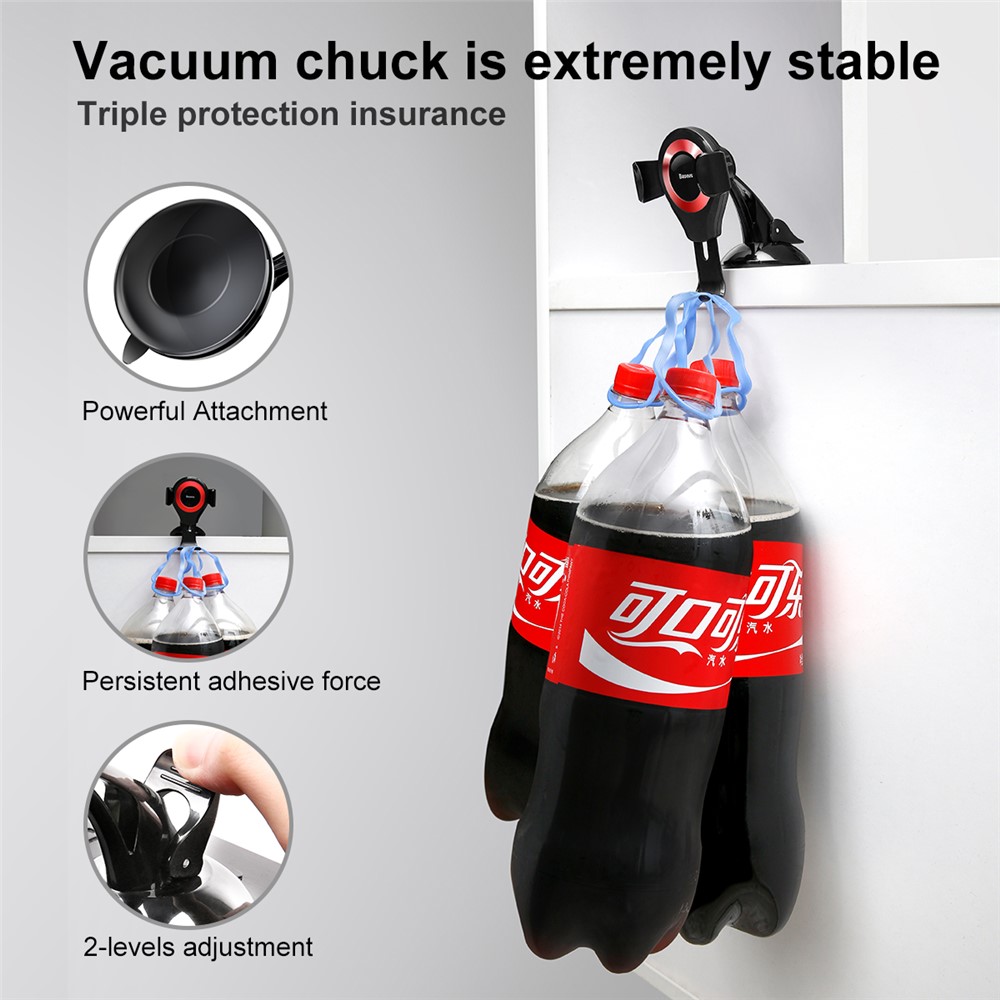 BASEUS 360 Degree Rotation Universal Gravity Suction Cup Car Mount for iPhone Samsung, Width Range: 63-88mm - Red-9