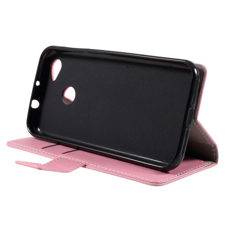 PU Leather Card Holder Mobile Phone Case for ZTE Blade A6 - Pink-4