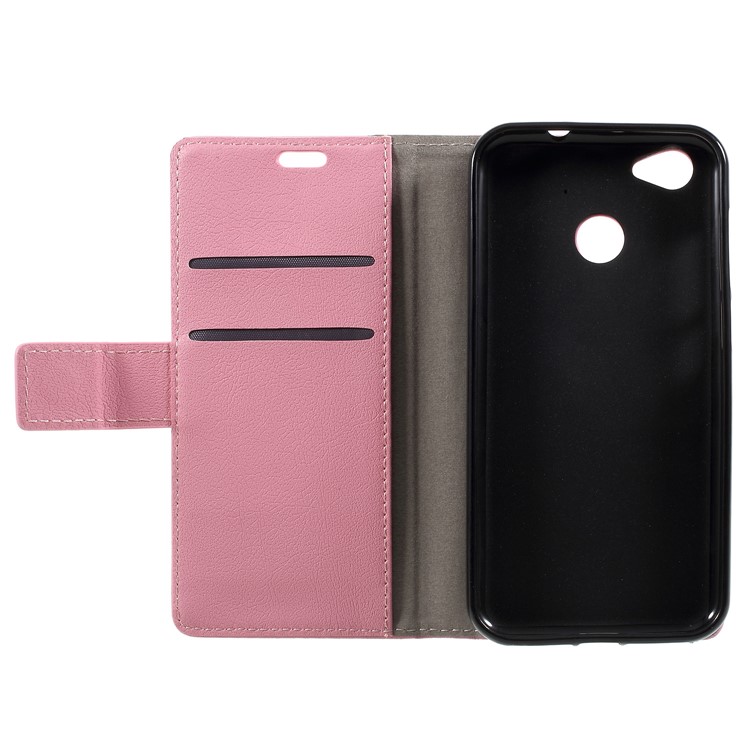 PU Leather Card Holder Mobile Phone Case for ZTE Blade A6 - Pink-6