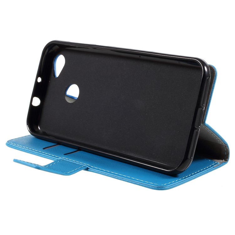 Folio Flip PU Leather Wallet Stand Mobile Phone Shell for ZTE Blade A6 - Blue-4