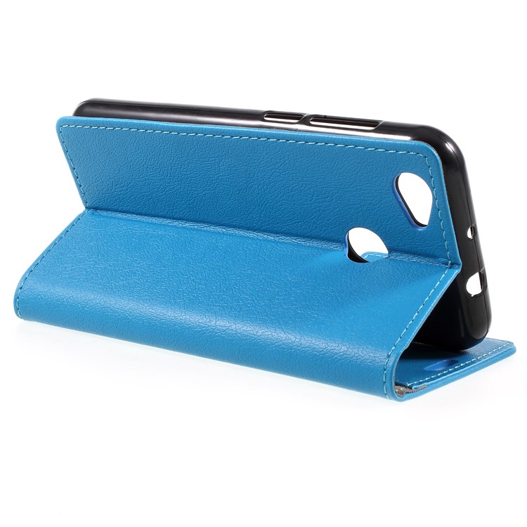Folio Flip PU Leather Wallet Stand Mobile Phone Shell for ZTE Blade A6 - Blue-5