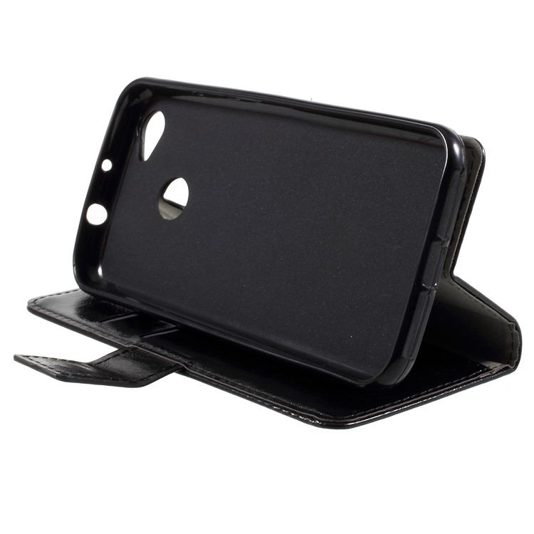 Crazy Horse Stand Wallet Leather Protection Mobile Shell for ZTE Blade A6 - Black-4