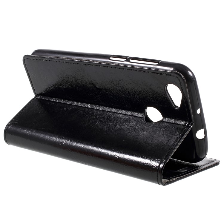 Crazy Horse Stand Wallet Leather Protection Mobile Shell for ZTE Blade A6 - Black-5