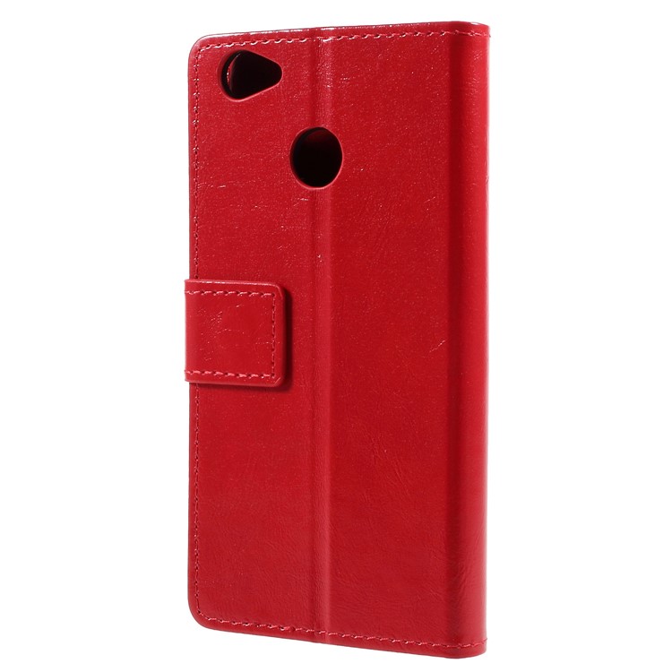 Crazy Horse Stand Wallet Leather Protection Mobile Casing for ZTE Blade A6 - Red-3