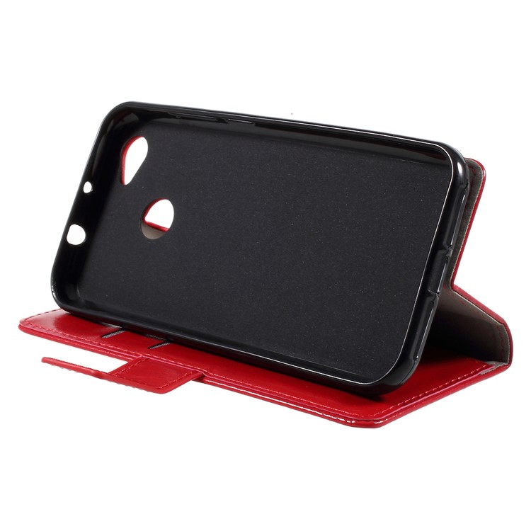 Crazy Horse Stand Wallet Leather Protection Mobile Casing for ZTE Blade A6 - Red-4