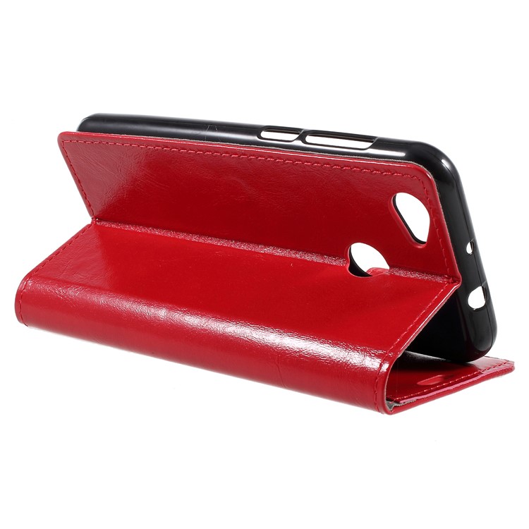 Crazy Horse Stand Wallet Leather Protection Mobile Casing for ZTE Blade A6 - Red-5