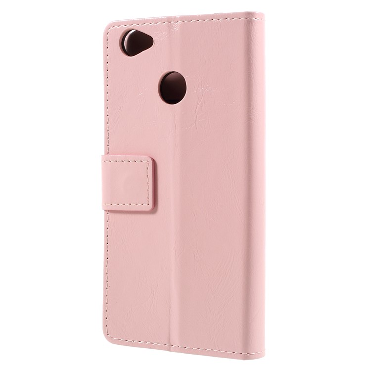 Crazy Horse Stand Wallet Leather Protection Mobile Cover for ZTE Blade A6 - Pink-3
