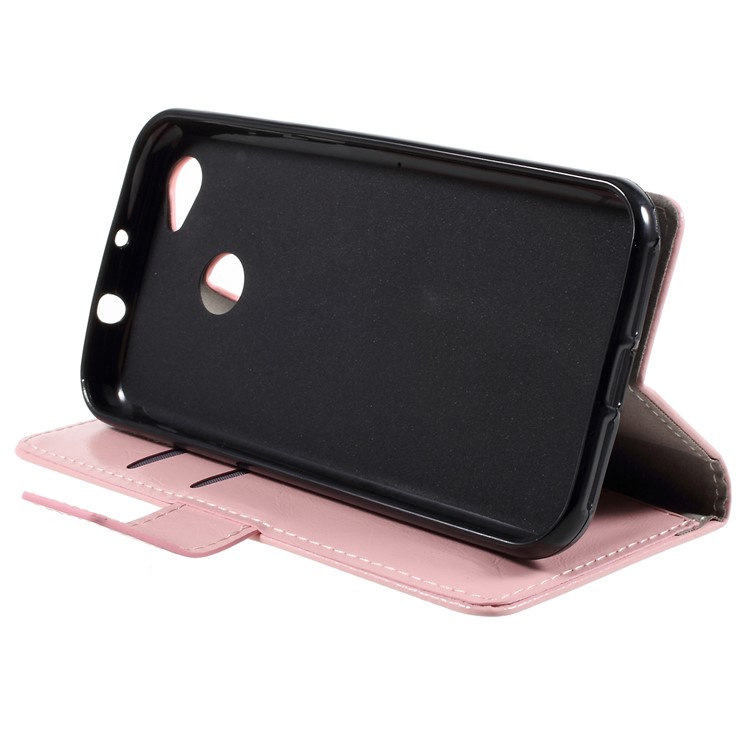 Crazy Horse Stand Wallet Leather Protection Mobile Cover for ZTE Blade A6 - Pink-4