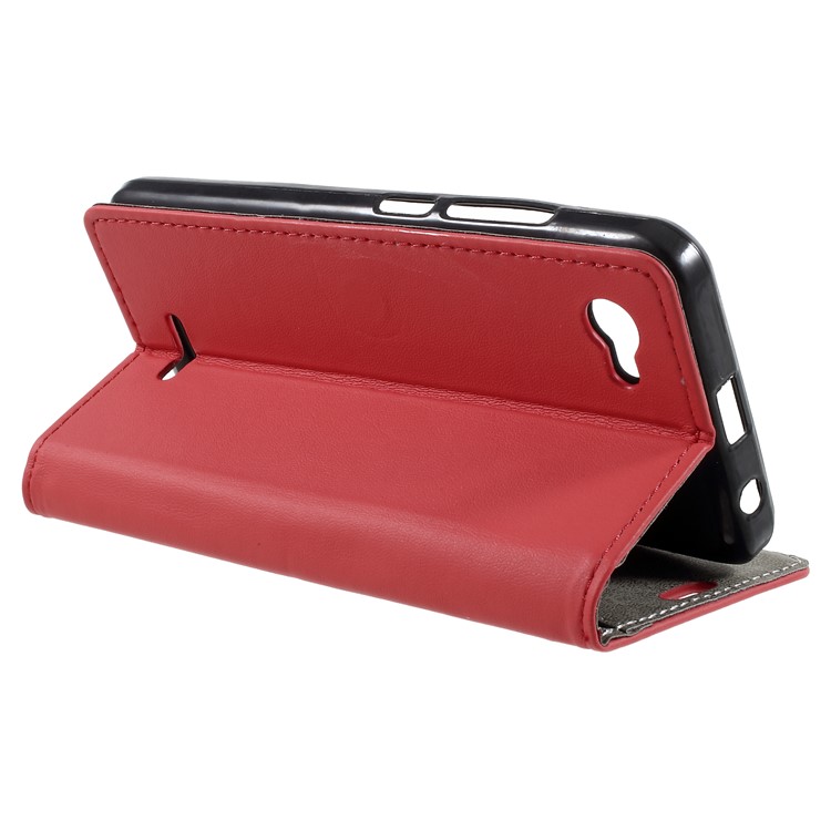 Folio Flip PU Leather Wallet Stand Case for ZTE Blade A601 - Red-5