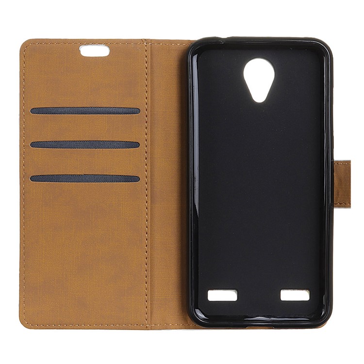 Leather Wallet Stand Flip Phone Folio Protective Cover Case for ZTE Blade A520 - Purple-3