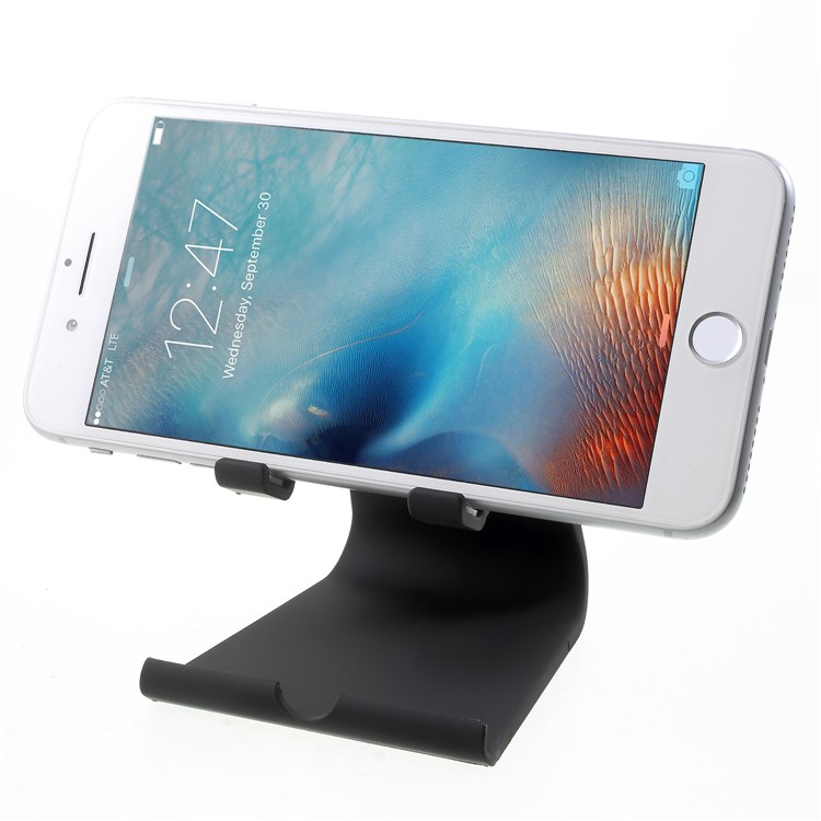 Rubberized Plastic Adjustable Desktop Stand for iPhone iPad Samsung - Black-2