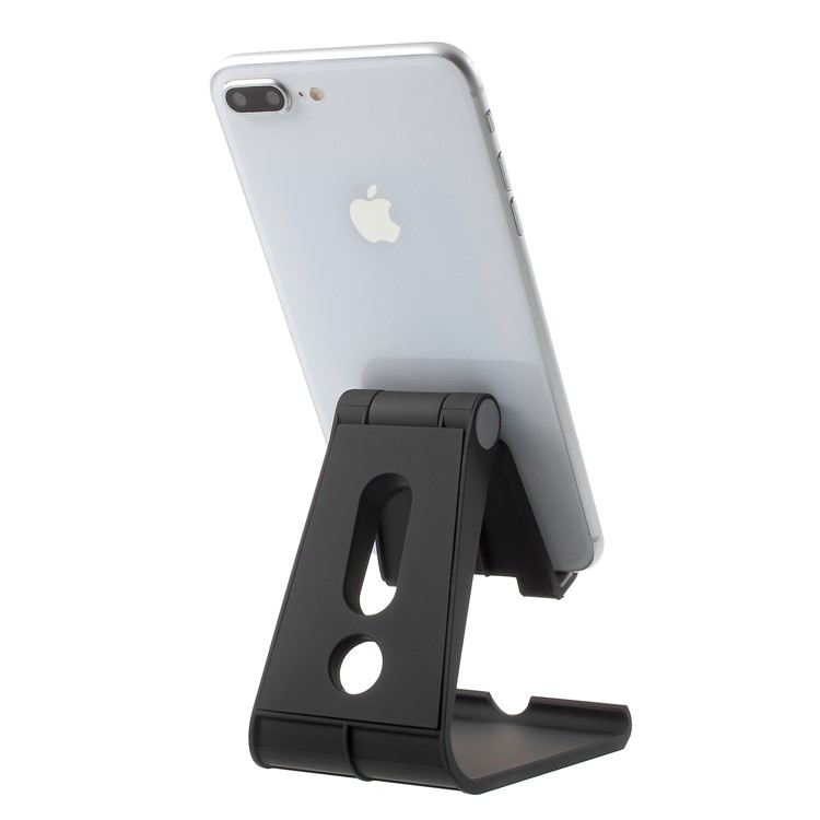 Rubberized Plastic Adjustable Desktop Stand for iPhone iPad Samsung - Black-4
