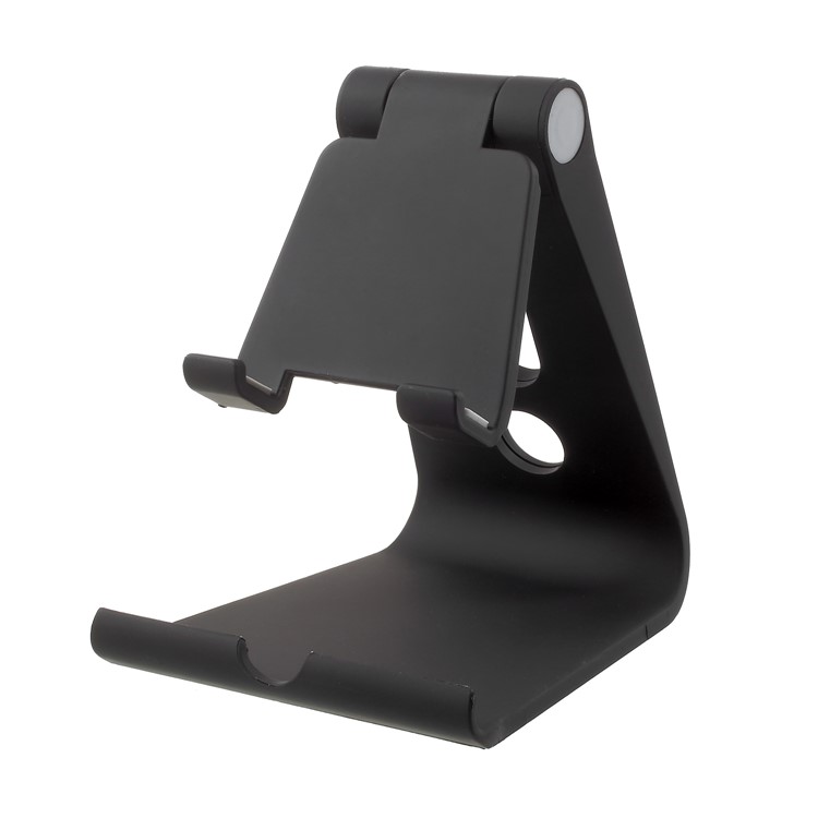 Rubberized Plastic Adjustable Desktop Stand for iPhone iPad Samsung - Black-5