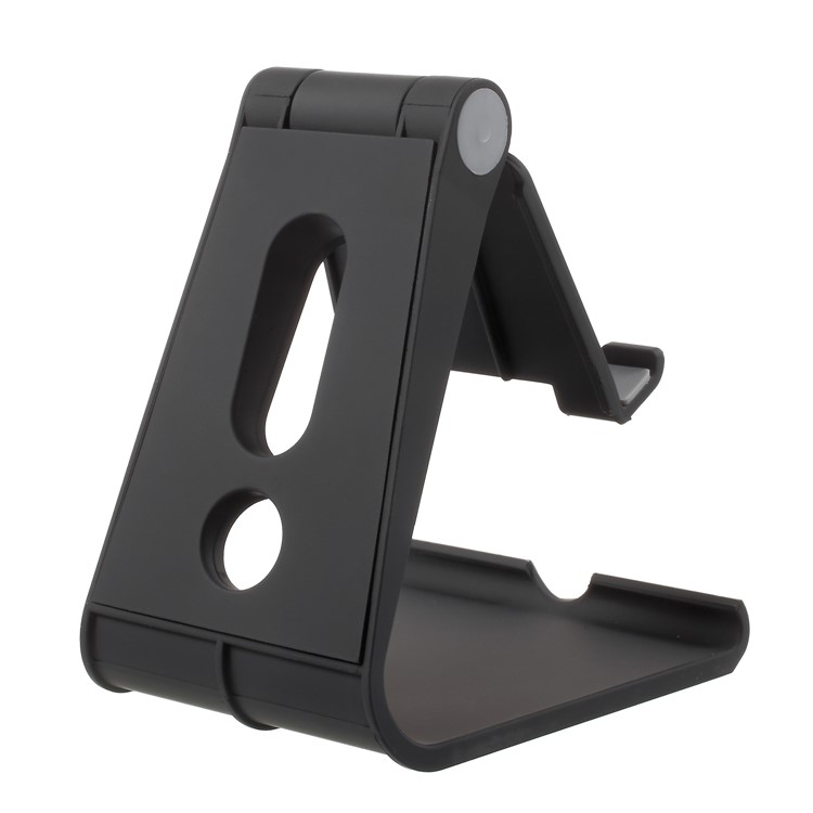Rubberized Plastic Adjustable Desktop Stand for iPhone iPad Samsung - Black-6