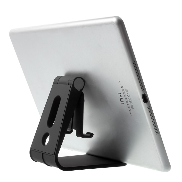 Rubberized Plastic Adjustable Desktop Stand for iPhone iPad Samsung - Black-8
