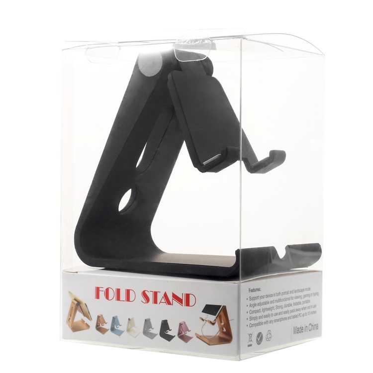 Rubberized Plastic Adjustable Desktop Stand for iPhone iPad Samsung - Black-9