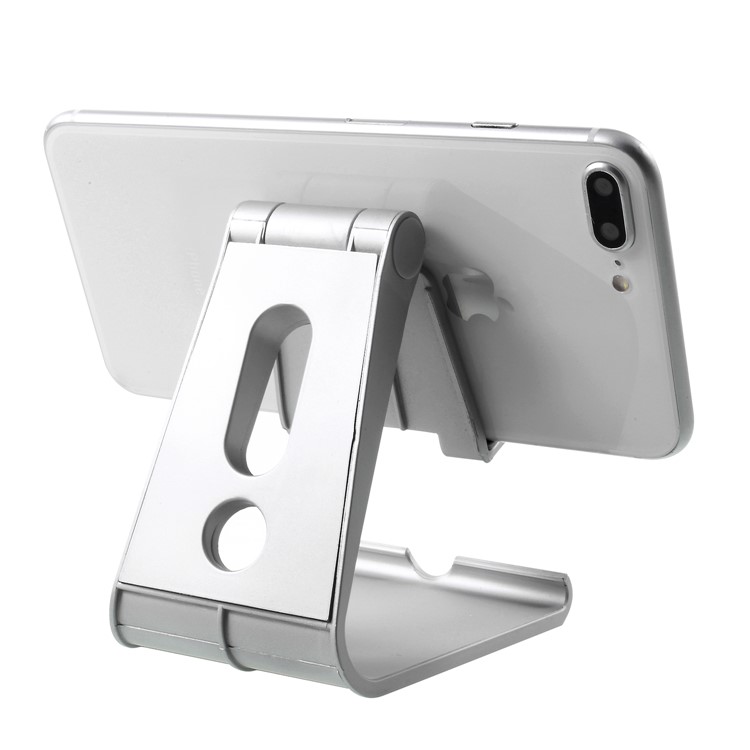 Rubberized Plastic Adjustable Cell Phone Stand Tablet Holder for iPhone iPad Samsung - Silver Color-1