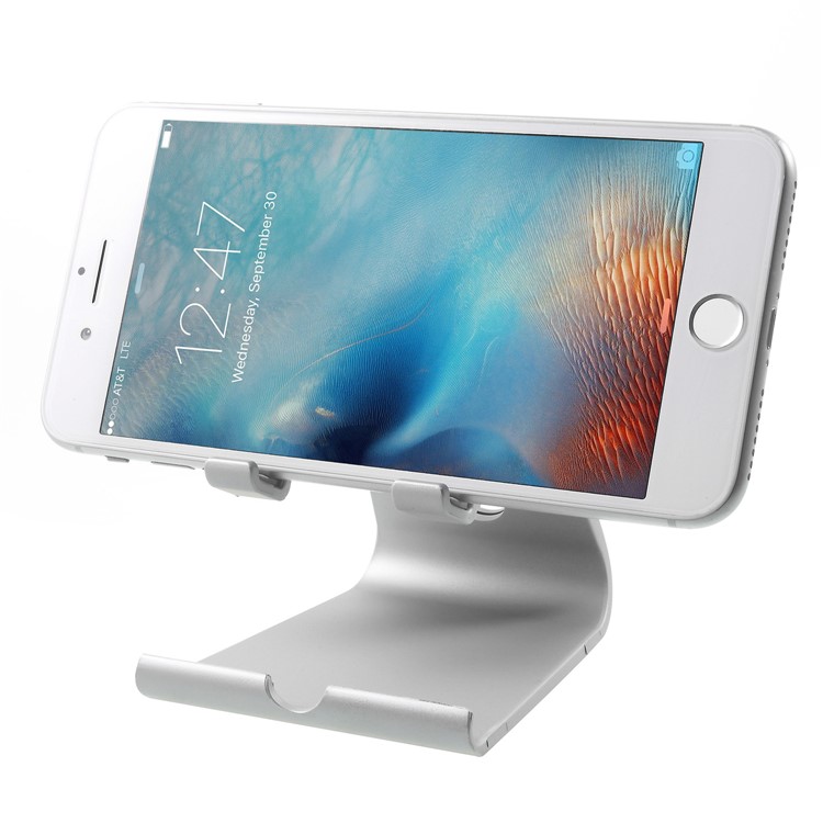Rubberized Plastic Adjustable Cell Phone Stand Tablet Holder for iPhone iPad Samsung - Silver Color-2